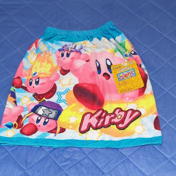 新品未使用タグ付き ネームタグ付き 星のカービィ 60cm丈 スナップ付きタオル ラップタオル カービイ Kirby 綿100%