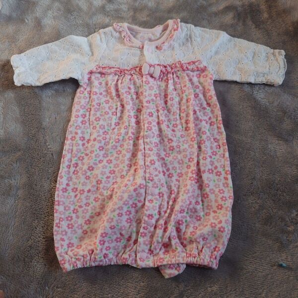 ベビー服 ロンパース 花柄 ピンク 新生児 女の子50〜60