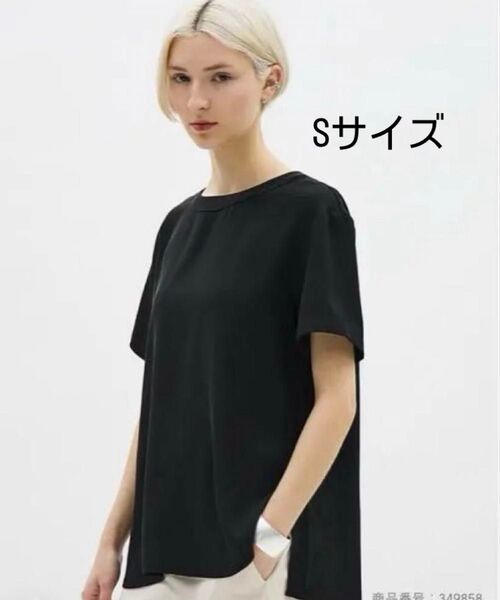 GU バックジップTブラウス 半袖 ブラック 黒 ジーユー