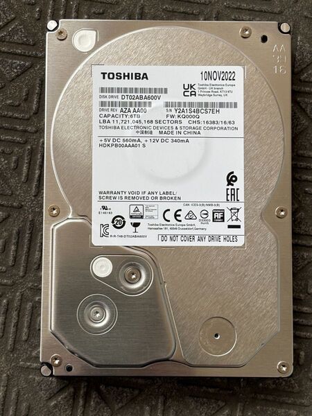 TOSHIBA 6TB ハードディスク DT02ABA600V ★ジャンク品★