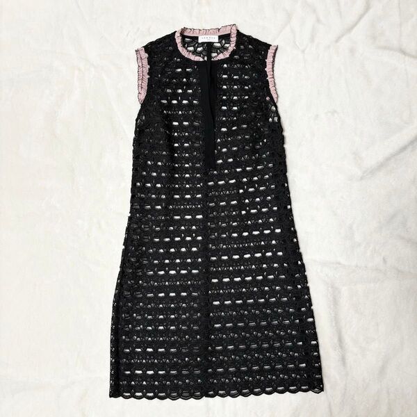 美品 sandro サンドロ レース ノースリーブ ワンピース ブラック 36