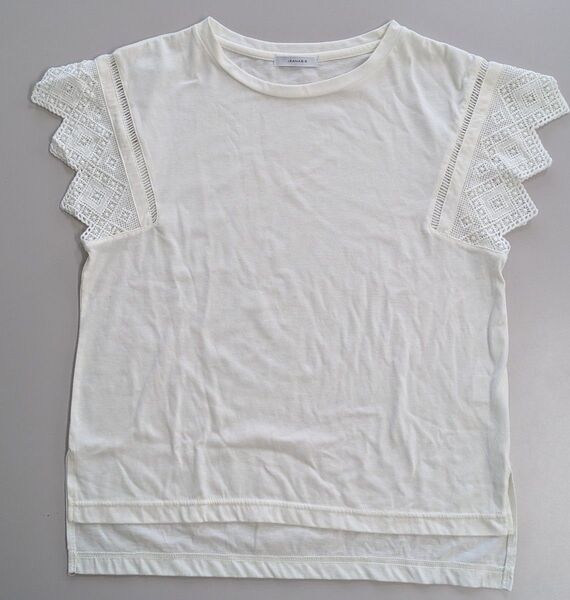JEANASIS 袖レース トップス カットソー Tシャツ 白T トップス 半袖Tシャツ ジーナシス レディース Freesize