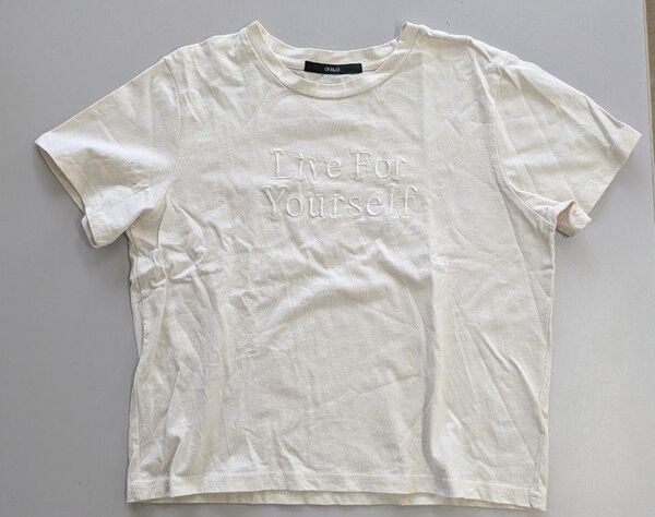 しまむら OFALO 半袖Tシャツ トップス レディース М 刺繍ロゴTシャツ 薄ベージュ しまパト