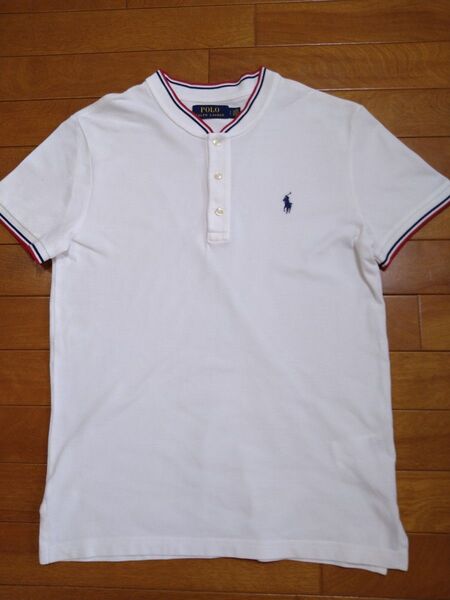 ラルフローレン RALPH LAUREN ヘンリーネック 半袖Tシャツ ホワイト S 鹿の子