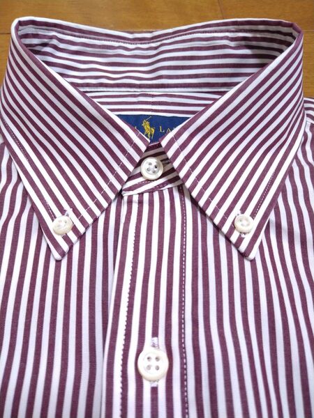 ラルフローレン RALPH LAUREN 長袖ボタンダウンシャツ ブラウンストライプ S