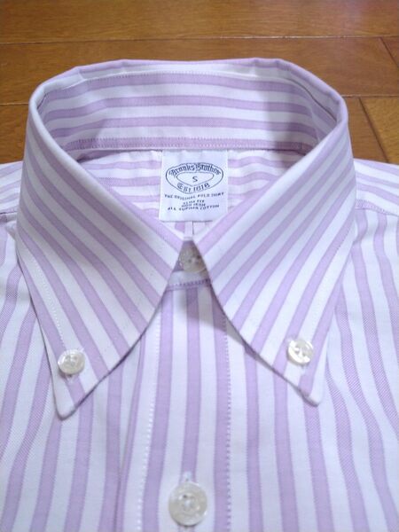 ブルックスブラザーズ Brooks Brothers 半袖ボタンダウンシャツ パープルストライプ S