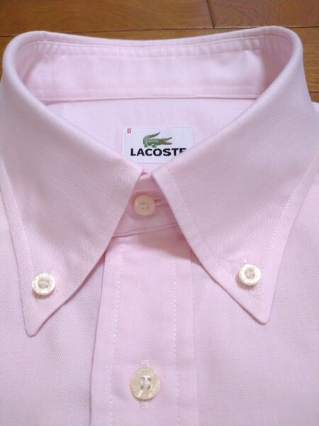 ラコステ LACOSTE 半袖ボタンダウンシャツ ライトピンク L