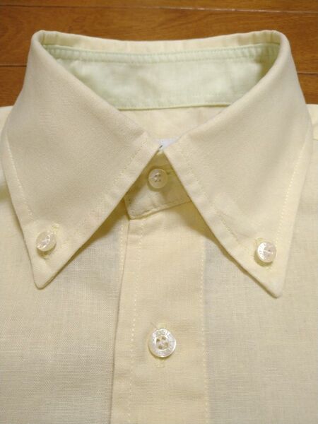 ラコステ LACOSTE 半袖ボタンダウンシャツ 綿麻混 ライトイエロー S