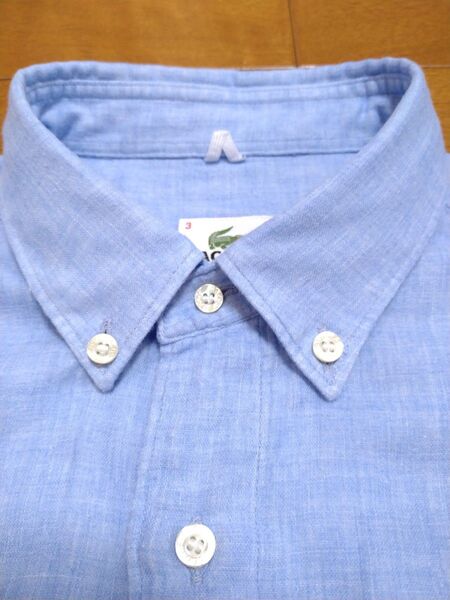 ラコステ LACOSTE 長袖ボタンダウンシャツ ライトブルー M