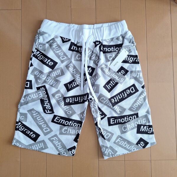 Anchor Smith サマースウェット イージーハーフパンツ モノトーンロゴ柄 Mサイズ