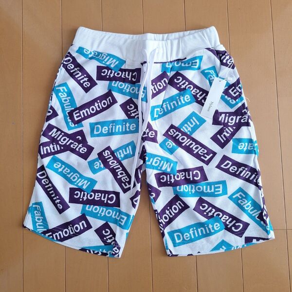 Anchor Smith サマースウェット イージーハーフパンツ 青ロゴ柄 Mサイズ