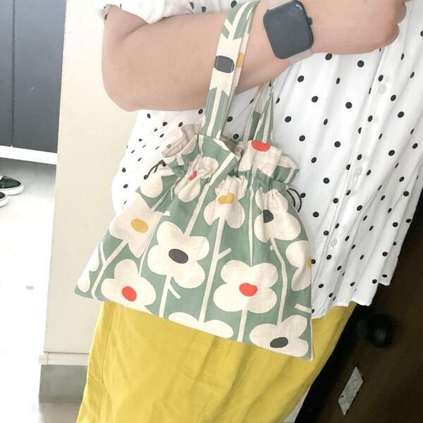 花柄 北欧柄 ハンドメイド巾着バッグ