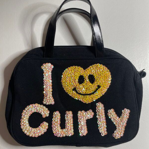 カーリーコレクション I LOVE CURLY ハンドバッグ 黒 スパンコール
