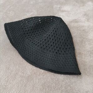 夏帽子 バケットハット メッシュ 黒