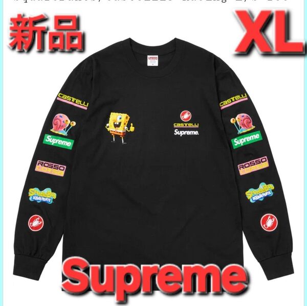【新品-XL】Supreme SpongeBob L/S Tee BLACK シュプリーム スポンジボブ 長袖 Tシャツ