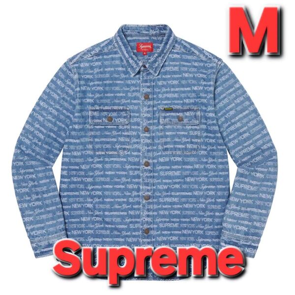 【M】Supreme シュプリーム デニムシャツ 総柄 長袖シャツ