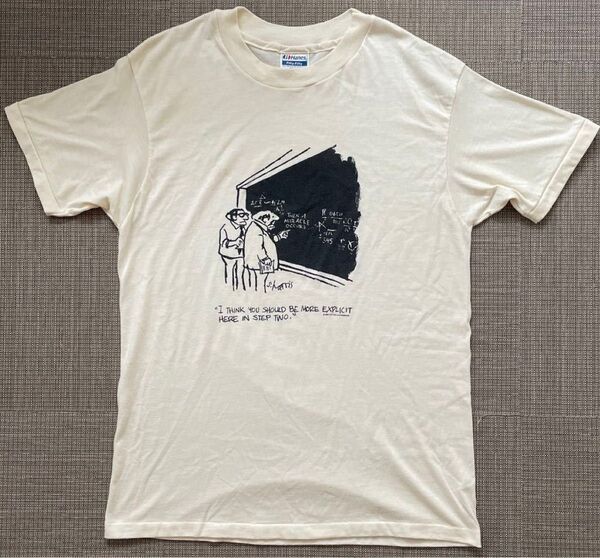 ★80s USA製 Hanes Sidney Harris 科学イラスト T L Tシャツ