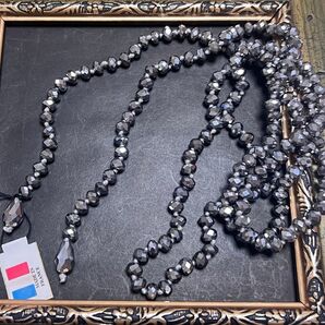 ラリエット ガラスビーズ シルバー ヴィンテージ フランス製 ロングネックレス