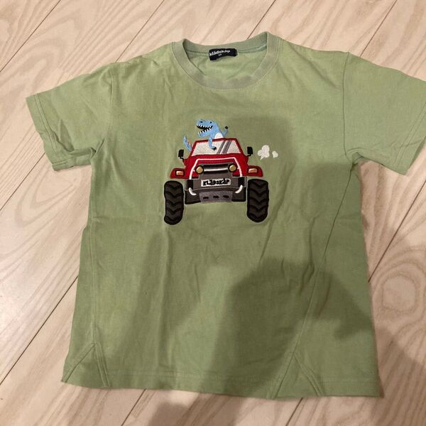 KLIDSKAP キッズTシャツ 恐竜 刺繍 グリーン