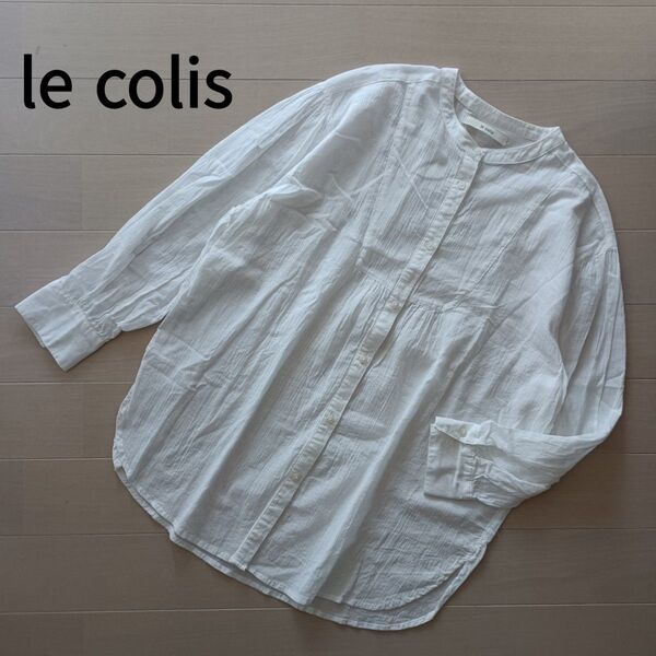 1958 le colis ルコリ シアーバンドカラー コットンシャツ ブラウス 長袖 綿100