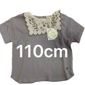 新品 110 テータテート 襟刺繍 半袖 ワッフル トップス パープル Tシャツ 女の子 子ども服 キッズ 夏 teteatete