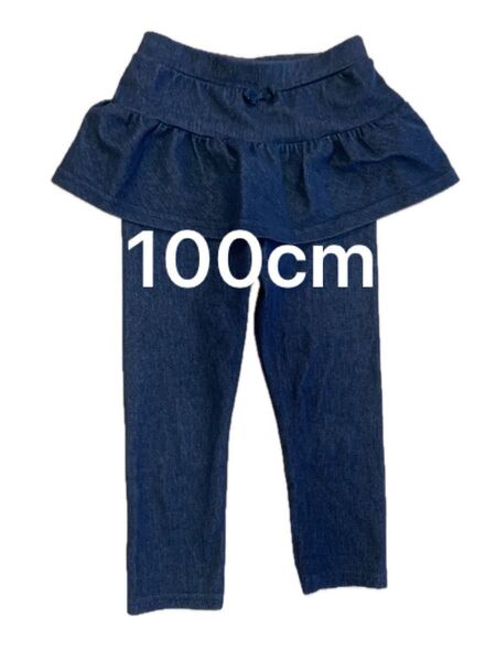 美品 100cm 西松屋 ブルー デニム スカッツ スカパン レギンスパンツ 女の子 子ども服 キッズ服