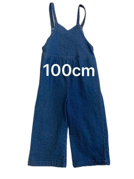 美品 100 ロペピクニック ブルーデニム オーバーオール サロペット しまむらコラボ 女の子子ども服 春夏 秋冬