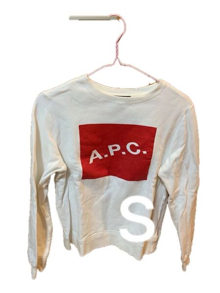 A.P.C. アーペーセー 裏起毛 ホワイト ロゴスウェット S 白 トレーナー レディース 秋冬