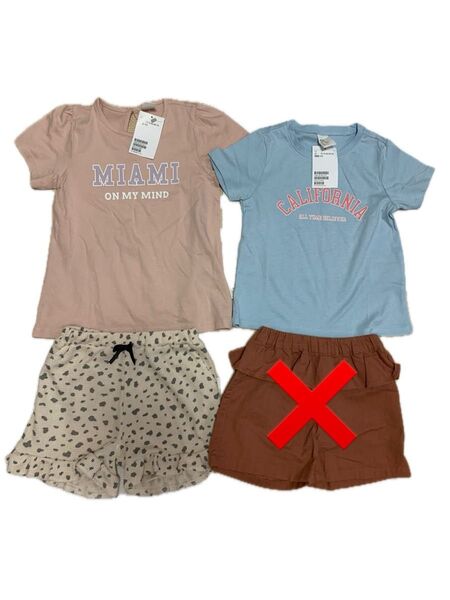 新品 100 H&M 半袖 ロゴ Tシャツ レオパード ショートパンツ セットアップ 女の子 子ども服 夏服