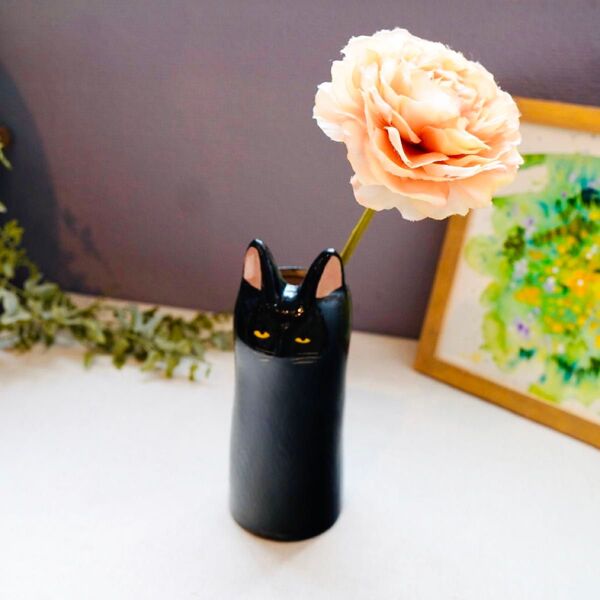 すまし顔キャットフラワーベース 花瓶 一輪挿し 猫