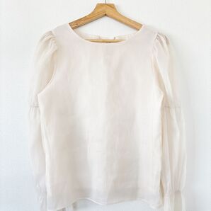 emi+ バックリボン シアー トップス ブラウス ホワイト