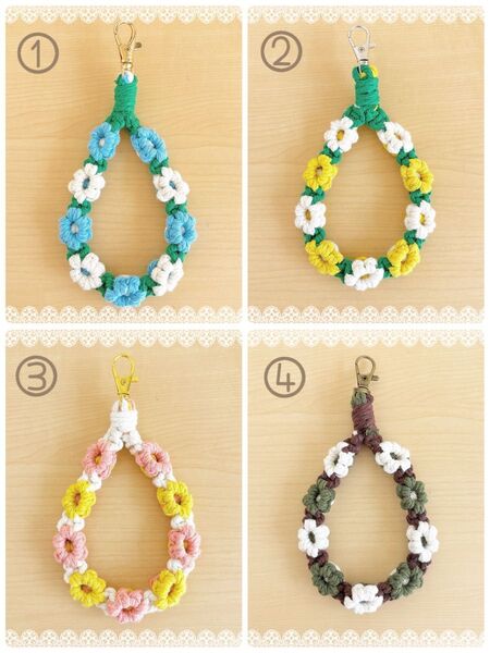 【即日発送!】落下防止 ハンドメイド スマホストラップ ハンドストラップ マクラメ 可愛い 花 フラワーストラップ