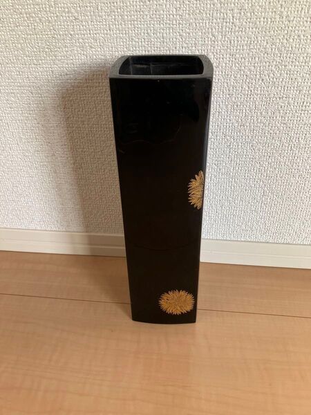 輪島塗 わじま沖与造 花器 生け花 金 黒塗