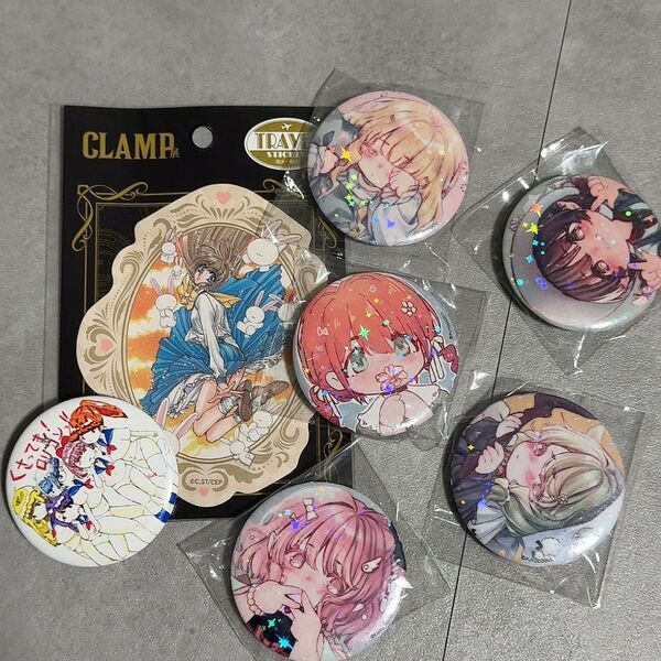 CLAMP展 不思議の国の美幸ちゃんトラベルステッカー、缶バッジ