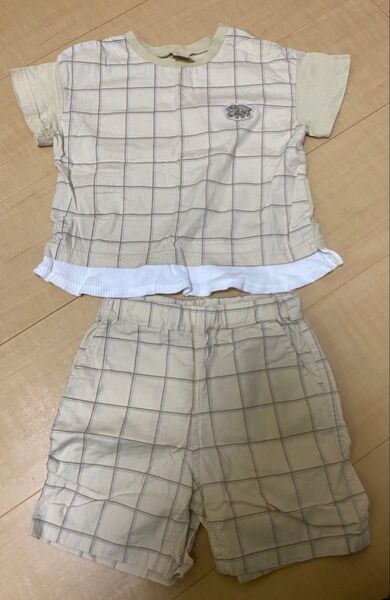 petit main チェック柄セットアップ 80サイズ