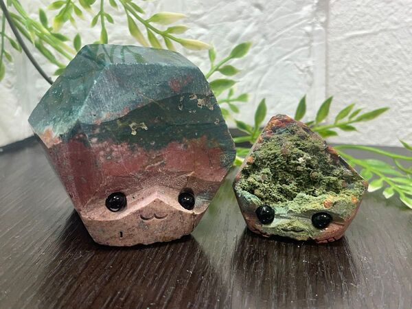 オーシャンジャスパーのオメメちゃん親子 原石 天然石 オブジェ 置物 鑑賞石