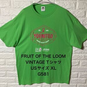 US古着 アメリカ古着 FRUIT OF THE LOOM 半袖Tシャツ USサイズ XL ライトグリーン VOLUNTEER