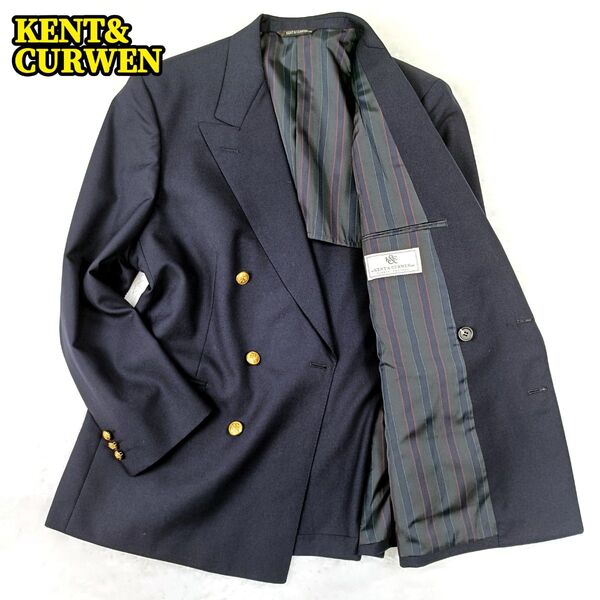 KENT & CURWEN ケントアンドカーウェン ダブル ダブルブレスト テーラードジャケット 紺ブレ 金ボタン M AB5