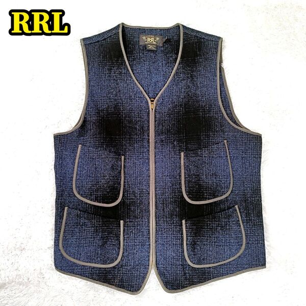 RRL ダブルアールエル RALPH LAUREN ラルフローレン ウール ジップ オンブレチェック ジップ 尾錠 ベスト