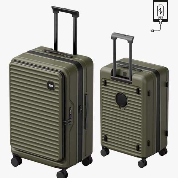 DIKA スーツケース 片開き 機内持ち込みサイズ 拡張機能 キャリーケース 横開き フロントオープン (Sサイズ/1-3泊)