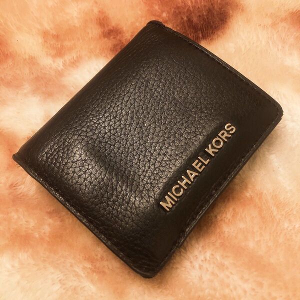 MICHAEL KORS 二つ折り財布 レザー 二つ折り 財布 ブラック 小銭入れあり 黒 本革 札入れ コインケース