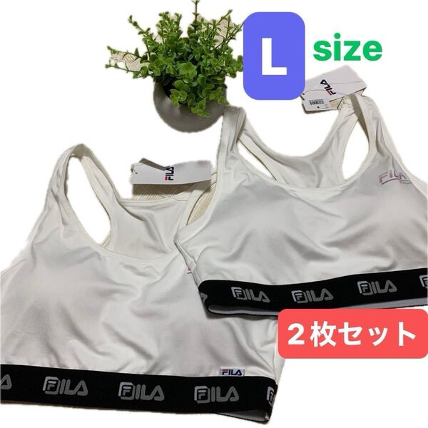 FILA新品未使用 スポーツブラ フィットネス ブラジャー ヨガ ノンワイヤー パッド ハーフトップブラ 2枚セット