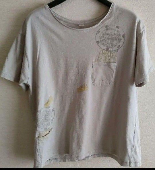 ニコアンド Tシャツ ライトグレー フリーサイズ