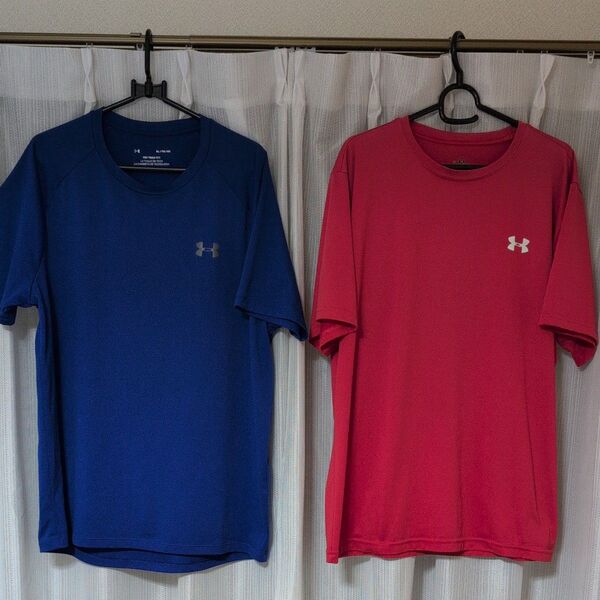 UNDER ARMOUR Tシャツ 2枚セット XL 青/赤 スポーツウェア