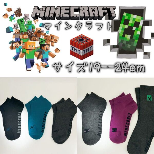 マインクラフト 男女兼用 マイクラ ソックス 靴下 6足組み 19-24cm