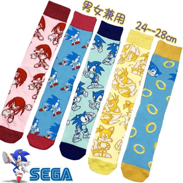 セガ SEGA ソニック ソックス 靴下 男女兼用 24--28cm 5足セット