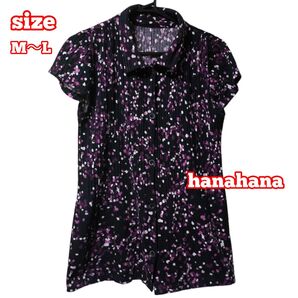 hanahana 花柄 半袖トップス M~Lサイズ