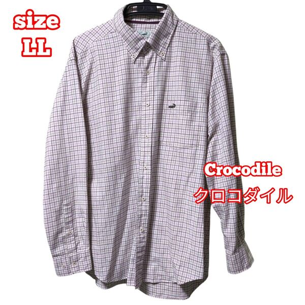 Crocodile チェック柄 長袖シャツ LL ボタンダウン BD