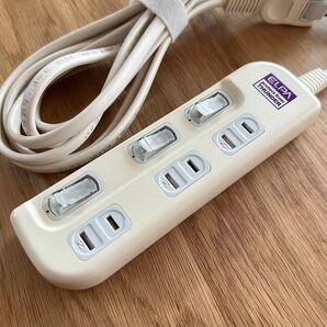 美品 ELPA スイッチ付き3個口延長コード スイッチ付タップ 3m