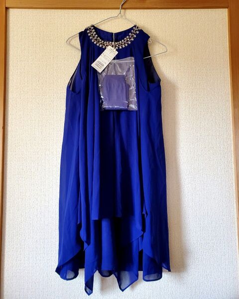 定価17600円 コムサイズム ビジュー付き シフォン ノースリーブ ワンピース ドレス S